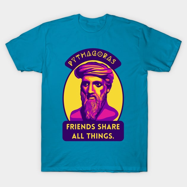 Pythagoras Portrait and Quote T-Shirt by Slightly Unhinged